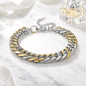 Luxe Gold ION Plated Stainless Steel Curb Link Bracelet • Adjustable 7.5–9.5”